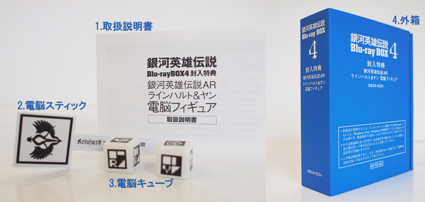 電脳キューブ x2, 電脳スティック x1, 取扱説明書 x1